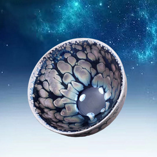 Buddhist Blessing Handmade Chinese Jianzhan Purple Blue Spot Ceramic Teacup Tenmoku Kung Fu Tea Cup 150ml