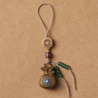 Buddhist Blessing Sandalwood Small Leaf Red Sandalwood Green Sandalwood Om Mani Padme Hum Calm Key Chain Phone Hanging Decoration