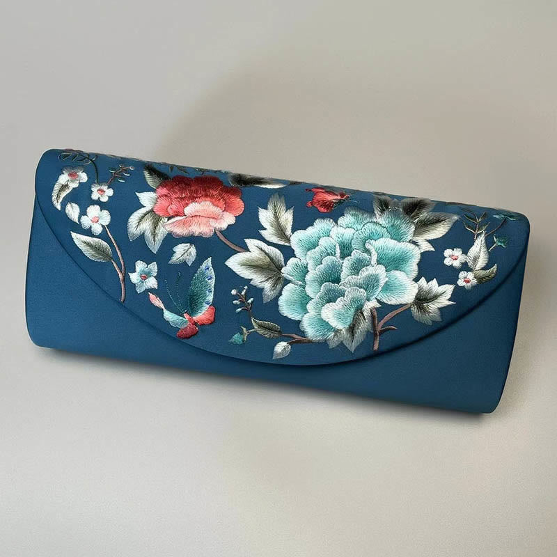 Buddhist Blessing Peony Tulip Su Embroidery Wedding Shopping Purse Handbag Crossbody Bag