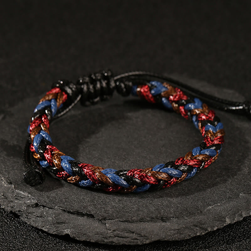 Buddhist Blessing Handmade Eight Thread Peace Knot Wax Cord Rope Braided Bracelet