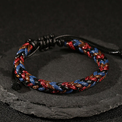 Buddhist Blessing Handmade Eight Thread Peace Knot Wax Cord Rope Braided Bracelet