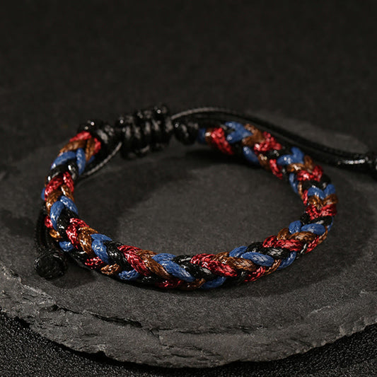 Buddhist Blessing Handmade Eight Thread Peace Knot Wax Cord Rope Braided Bracelet