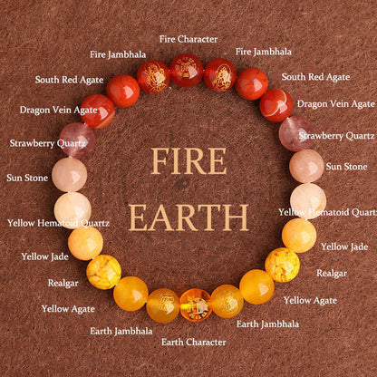Buddhist Blessing Five Elements Various Agate Crystal South Red Agate Strawberry Quartz Sun Stone Citrine Luck Bracelet