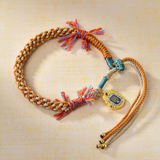Buddhist Blessing Tibetan Colored Rope Zakiram Goddess Of Wealth Adjustable Protection Bracelet