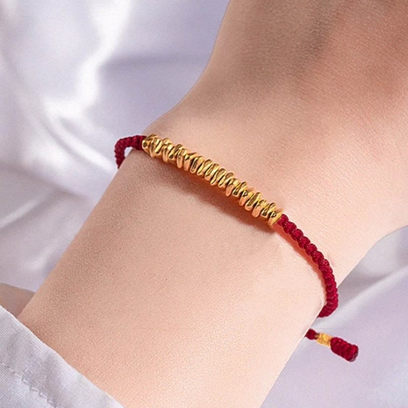 Buddhist Blessing 999 Gold Small Gold Pieces Design Handmade Protection Braided Rope Bracelet