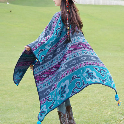 Buddhist Blessing Tibetan Geometric Horizontal Stripe Flowers Pattern Shawl Fall Winter Warm Soft Scarf Wrap