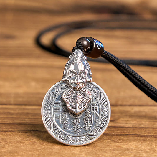 Buddhist Blessing Mountain Ghosts Spend Money Bagua Design Copper Pixiu Harmony Necklace Pendant