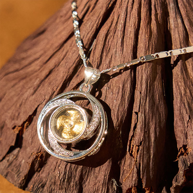 Buddhist Blessing Gold plated Copper Brass Rotatable Windmill Luck Necklace Pendant