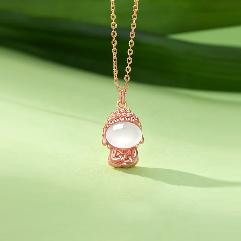 Buddhist Blessing 925 Sterling Silver Chalcedony Formless Buddhist Blessing  Positive Necklace Pendant