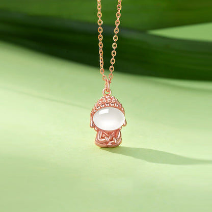 Buddhist Blessing 925 Sterling Silver Chalcedony Formless Buddhist Blessing  Positive Necklace Pendant