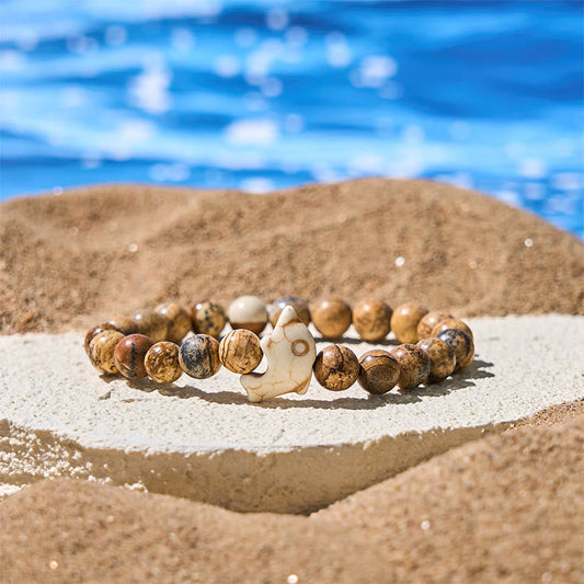 Buddhist Blessing Natural Various Stones Dolphin Spiritual Balance Bracelet