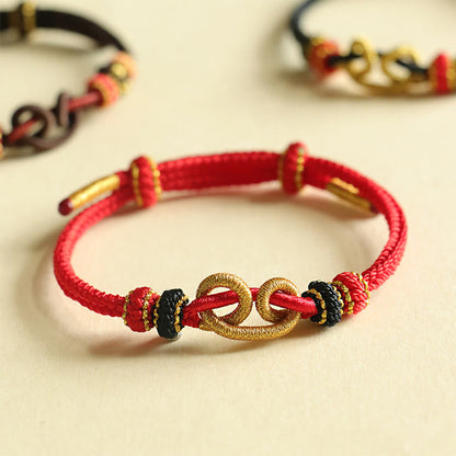 Buddhist Blessing Handmade Ingot Pattern Braided String Protection Bracelet