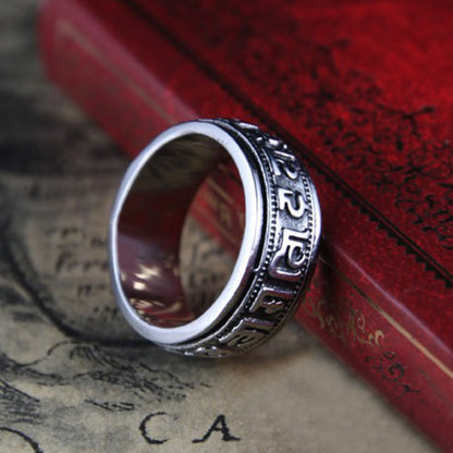 Buddhist Blessing Tibetan Om Mani Padme Hum Titanium Steel Spinner Balance Ring