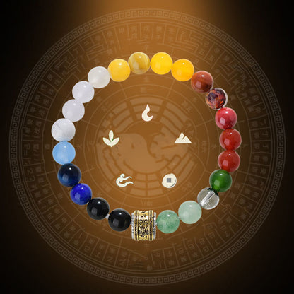 Buddhist Blessing Five Elements Various Agate Crystal Red Agate Gold Sheen Obsidian Yellow Agate Luck Bracelet