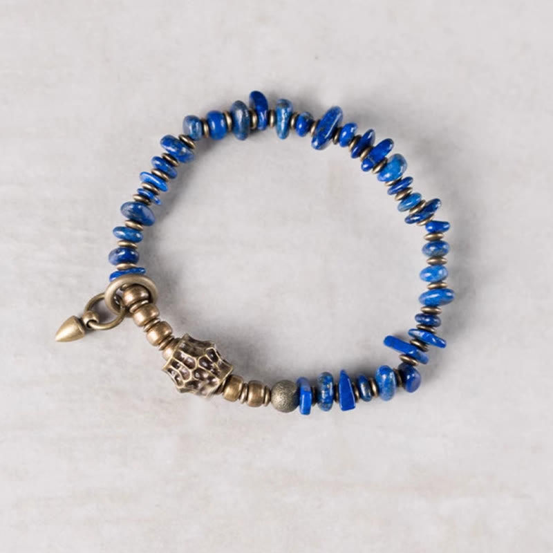 Buddhist Blessing Vintage Irregular Shape Design Lazurite Positive Bracelet