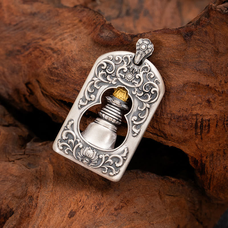 Buddhist Blessing 925 Sterling Silver Tibetan Garuda Bird Vajra Dorje Bell Protection Necklace Pendant