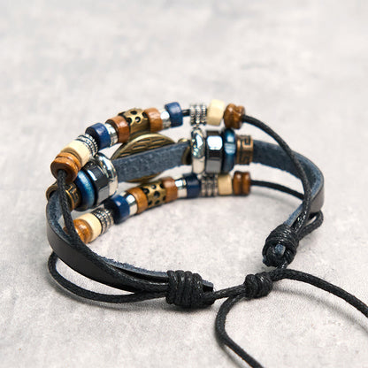 Buddhist Blessing Tibetan Evil Eye Leather Adjustable Protection Bracelet