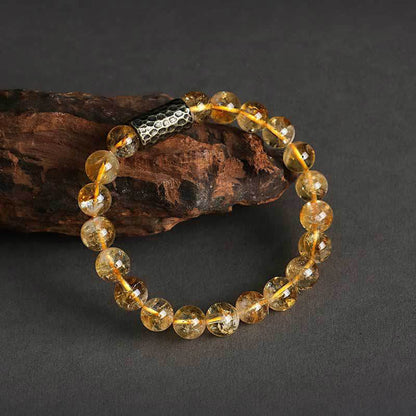 Buddhist Blessing Citrine Sandalwood Bodhi Seed Protection Double Wrap Bracelet