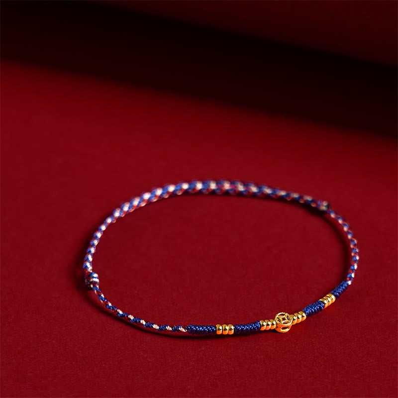 Buddhist Blessing Handmade Braided Red String Copper Coins Luck Bracelet
