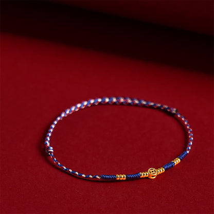 Buddhist Blessing Handmade Braided Red String Copper Coins Luck Bracelet