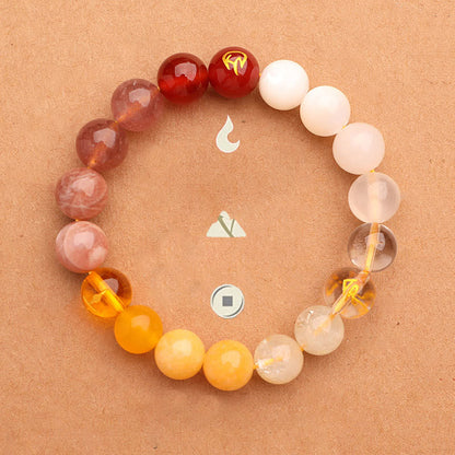 Buddhist Blessing Five Elements Various Agate Crystal Sun Stone Wisdom Bracelet