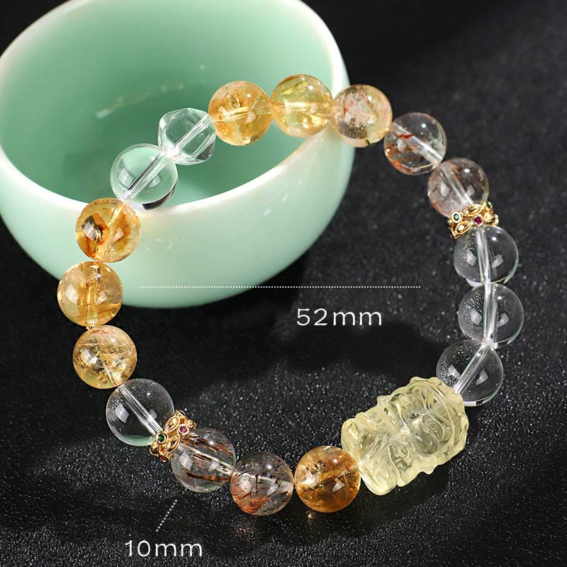 Buddhist Blessing Natural Citrine Pearl Topaz White Crystal Protection Bracelet