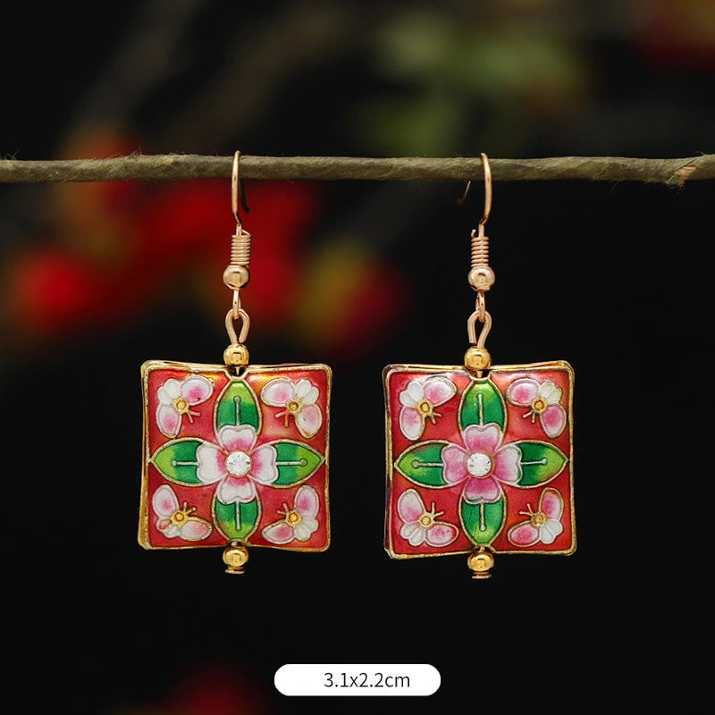 Buddhist Blessing Lotus Butterfly Flower Alloy Copper Enlightenment Drop Earrings