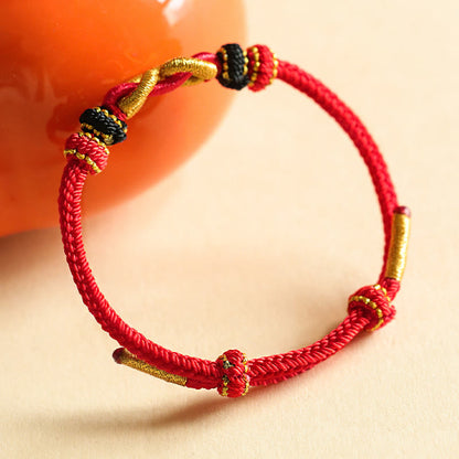Buddhist Blessing Handmade Ingot Pattern Braided String Protection Bracelet