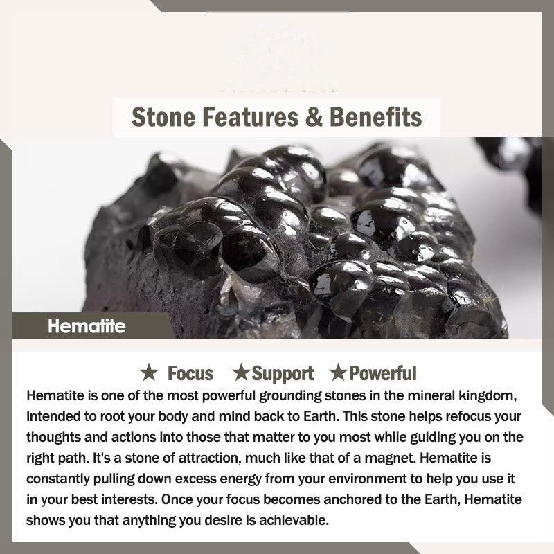 Buddhist Blessing Tiger Eye Lazurite Hematite Picture Jasper Black Onyx Strength Multi-layer Leather Bracelet