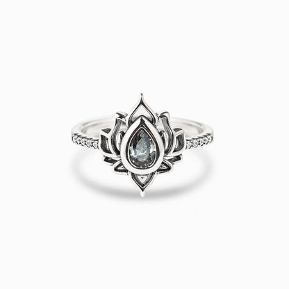 Buddhist Blessing 925 Sterling Silver Lotus Zircon Blessing Protection Ring