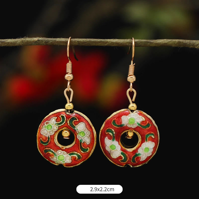 Buddhist Blessing Lotus Butterfly Flower Alloy Copper Enlightenment Drop Earrings