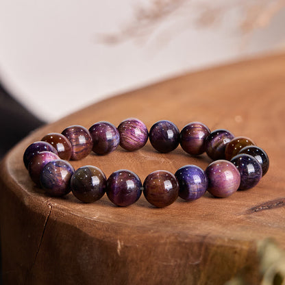 Buddhist Blessing Natural Purple Tiger Eye Protection Strength Bracelet