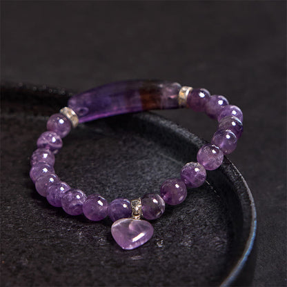 Buddhist Blessing Natural Quartz Love Heart Healing Beads Bracelet