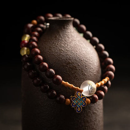 Buddhist Blessing Chinese Zodiac Natal Buddha Red Agate Small Leaf Red Sandalwood Cinnabar Amulet Blessing Double Wrap Bracelet