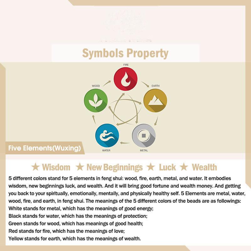 Buddhist Blessing Five Elements Various Crystal Agate Strawberry Quartz Wisdom Bracelet