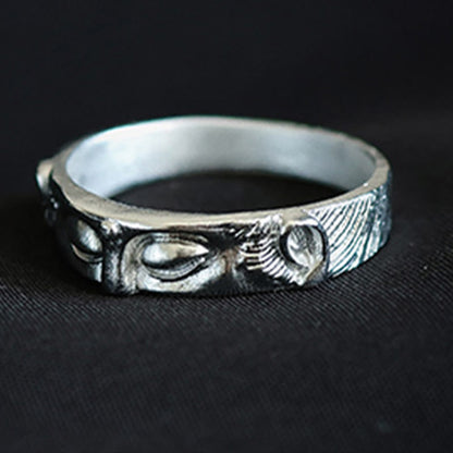 Buddhist Blessing 999 Sterling Silver Buddhist Blessing  Eyes Protection Ring