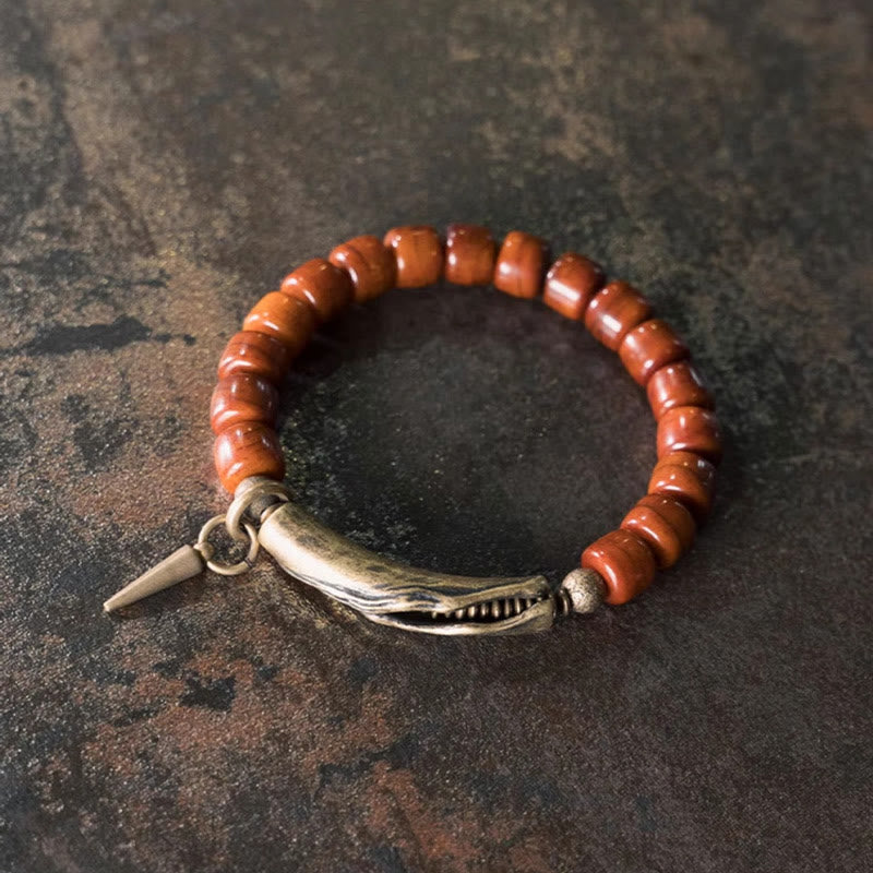 Buddhist Blessing Bone Beads Copper Cone Pendant Strength Bracelet