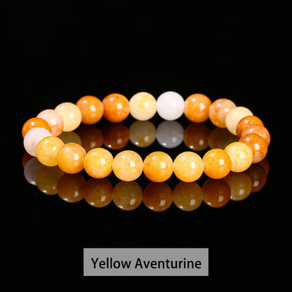 Buddhist Blessing Various Crystal Stone Amethyst Green Aventurine Rose Quartz Healing Bracelet