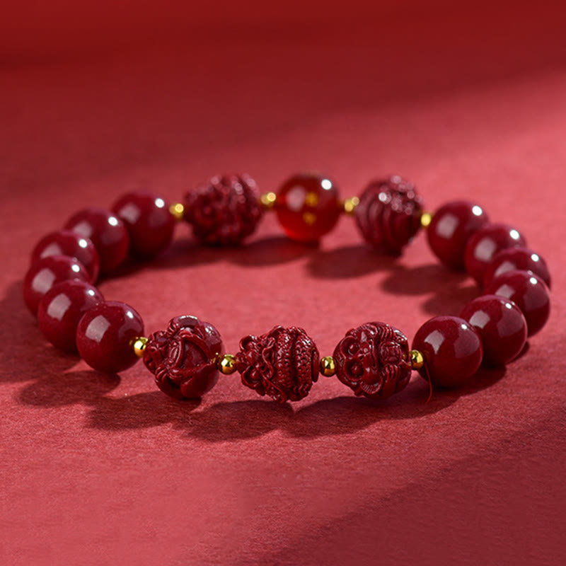 Buddhist Blessing Chinese Zodiac Cinnabar Keep Away Evil Spirits Blessing Bracelet