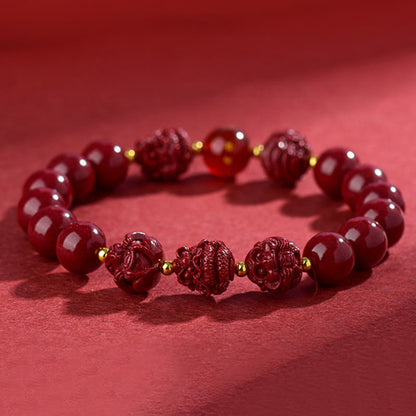 Buddhist Blessing Chinese Zodiac Cinnabar Keep Away Evil Spirits Blessing Bracelet