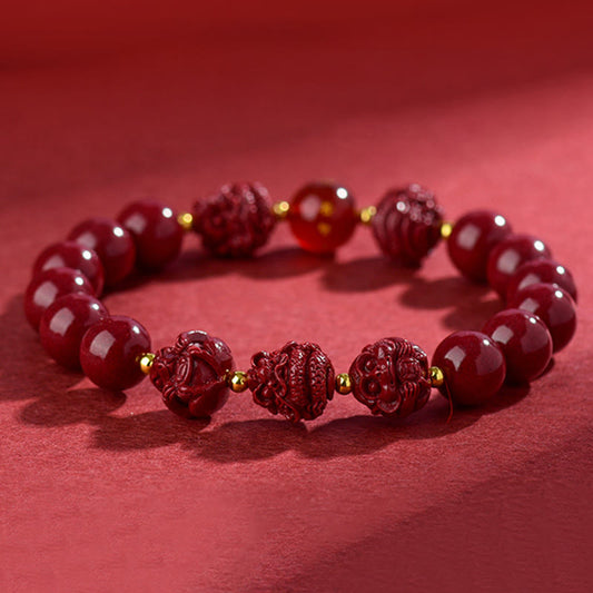 Buddhist Blessing Chinese Zodiac Cinnabar Keep Away Evil Spirits Blessing Bracelet