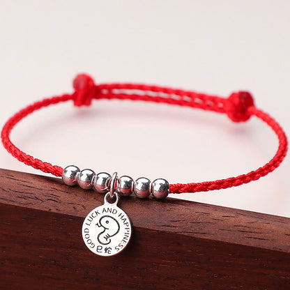 Buddhist Blessing Chinese Zodiac Kid Red String 999 Sterling Silver Protection Bracelet
