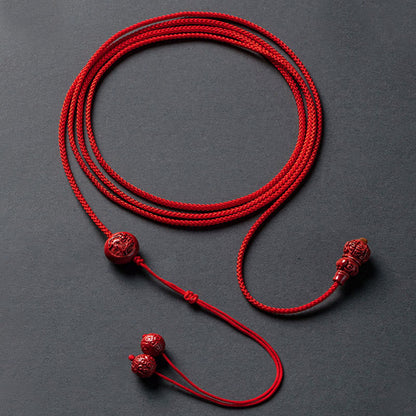Buddhist Blessing Natural Cinnabar Chinese Zodiac Gourd Calm Blessing Red String Belly Chain