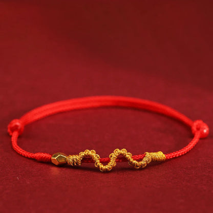 Buddhist Blessing 999 Gold Year of the Snake Handmade Luck Strength Braided Bracelet Anklet