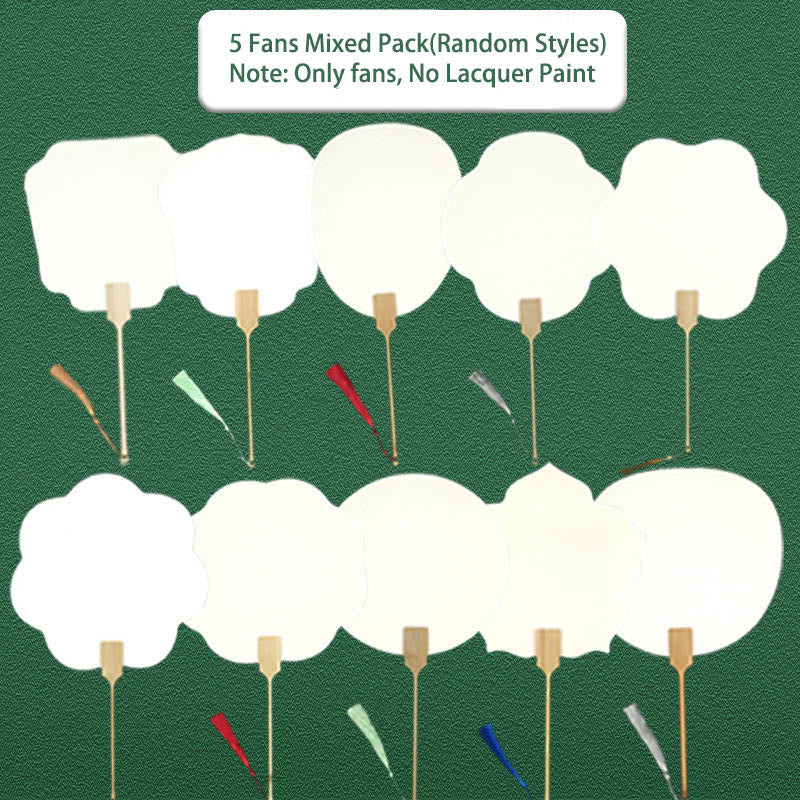 Buddhist Blessing DIY Chinese Lacquer Fan Blank Painting Handheld Fan