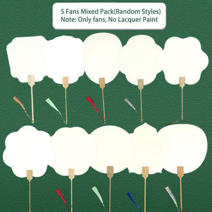 Buddhist Blessing DIY Chinese Lacquer Fan Blank Painting Handheld Fan