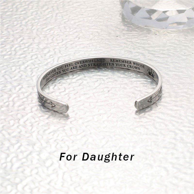 Buddhist Blessing Inspirational Bracelets Personalized Gift for Her Him Engraved Mantra Cuff Bangle Crown Jewelry