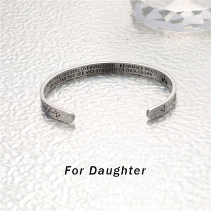 Buddhist Blessing Inspirational Bracelets Personalized Gift for Her Him Engraved Mantra Cuff Bangle Crown Jewelry