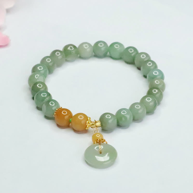 Buddhist Blessing Jade Beads Peace Buckle Prosperity Abundance Bracelet