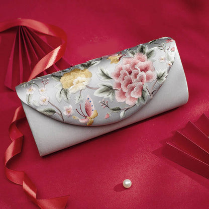 Buddhist Blessing Peony Tulip Su Embroidery Wedding Shopping Purse Handbag Crossbody Bag